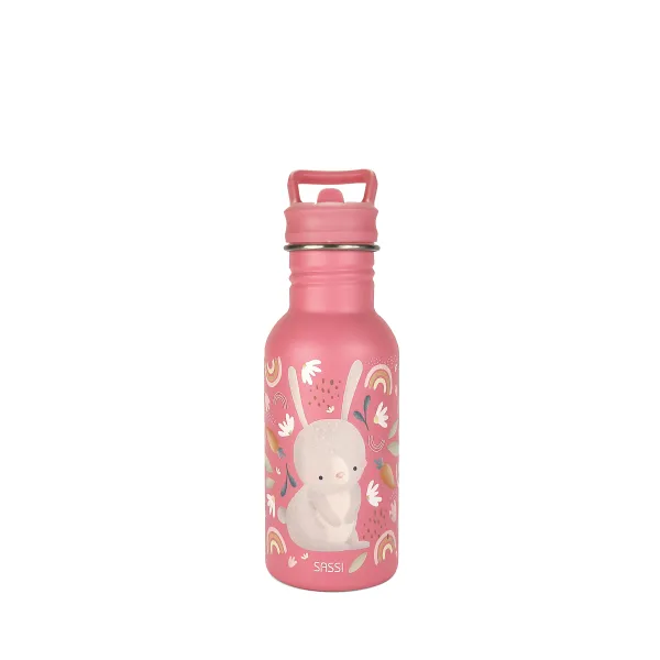 SASSI Junior 兒童不鏽鋼冷水瓶 500ml｜Fluffy The Rabbit 兔子