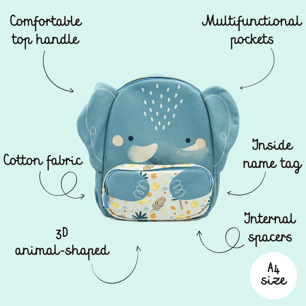 SASSI Junior 義大利設計兒童 A4 背包｜Chewy The Elephant 大象🐘