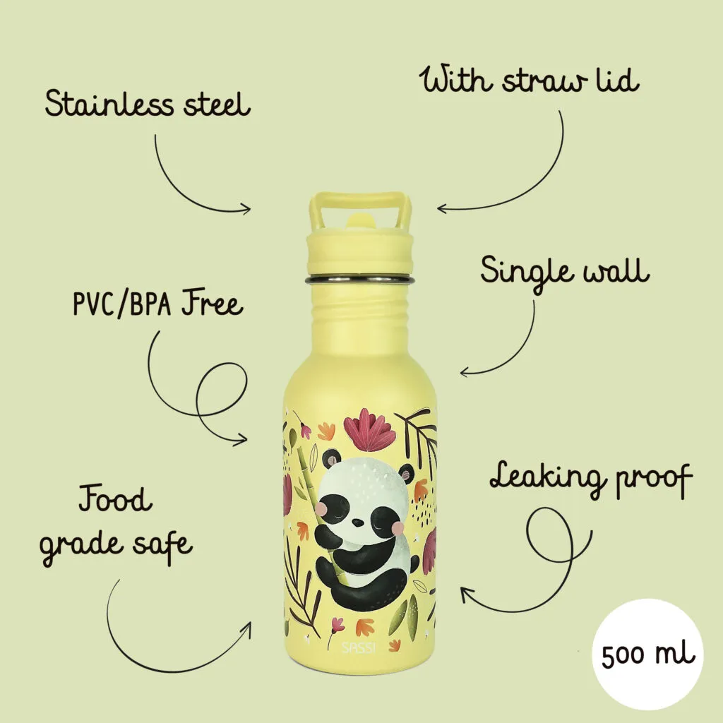 SASSI Junior 義大利設計 500ml 不鏽鋼兒童冷水瓶|Gnummy the Panda🐼