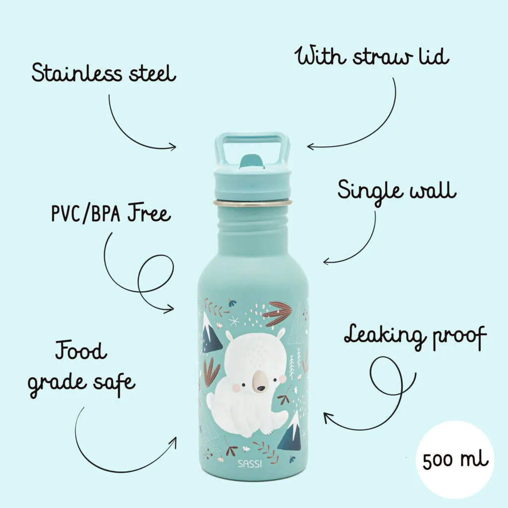 SASSI Junior 義大利設計 500ml 不鏽鋼冷水瓶|Munchy The Bear🐻❄️
